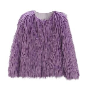 Purple Faux Fur Shaggy Coat